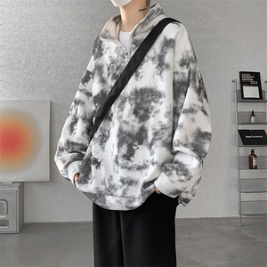 现货 WY10083-特P45 控88 新款面料扎染高品质宽松立领卫衣图片