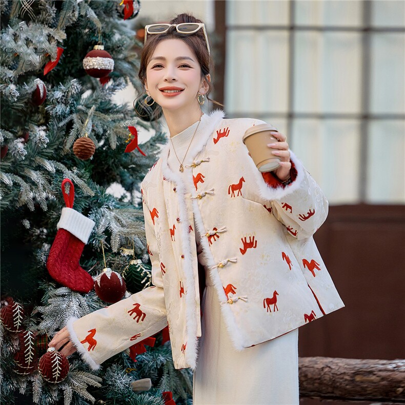 现货！2025年冬季保暖中式马上有钱款网红淑女韩式双面双穿羽绒服,女装羽绒服,众宇琦