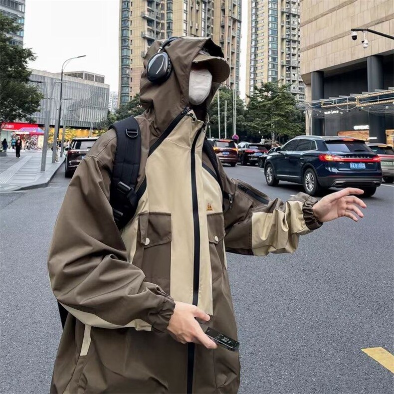 美式高街拼色小牛津防水外套男韩版潮流2025冬季ins夹克CC016-P75,男装夹克,星座911-3