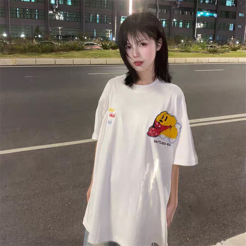 万针全刺绣工艺抖音得物高品质260克重磅纯棉双纱美式高街短袖T恤,男装T恤,电商A486-1