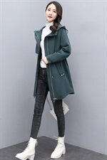 有现货2021冬季新款休闲时尚加绒加棉外套连帽中长款保暖棉服,女装棉衣/棉服,依万里