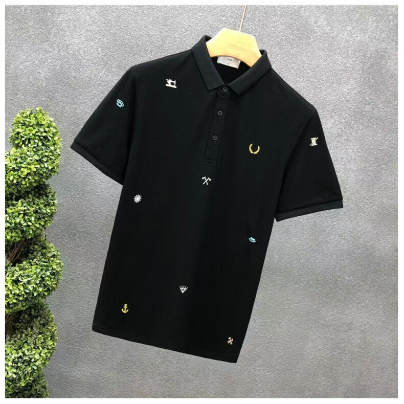 1506/QGP70160/P40新款高品质刺绣翻领Polo衫百搭休闲百搭有领t恤,男装T恤,星座1506