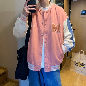 棒球服春秋季ins学院风拼接刺绣夹克百搭宽松休闲外套 W1264-P58图片