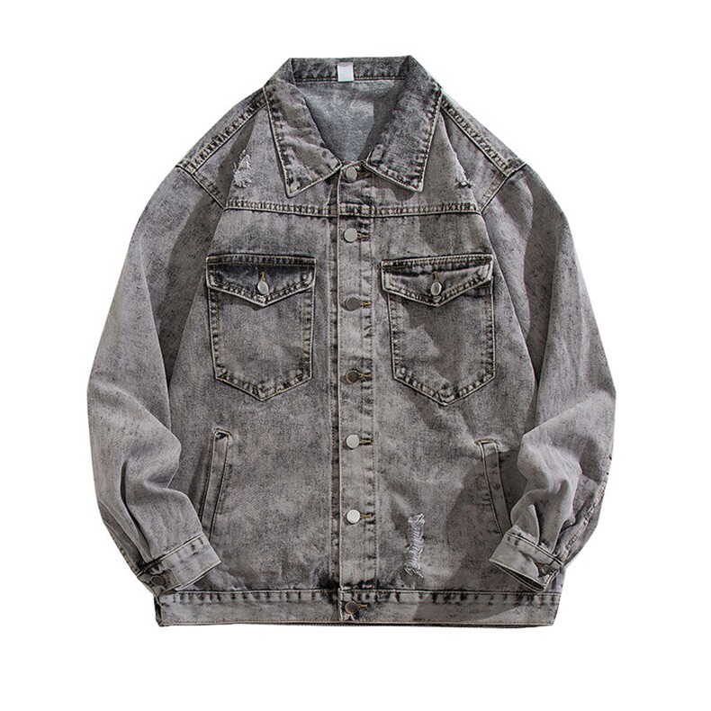 美式水洗做旧牛仔夹克ins潮牌复古设计感小情侣外套W017-P55网图，男装夹克，电商B245