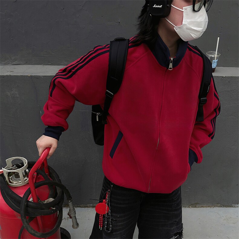 抖音得物高品质美式高街重磅结构设计拼接织带立领卫衣外套CM42,男装卫衣,电商A486
