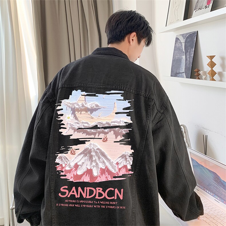 直播品质美式高街扎染印花复古水洗牛仔衣潮流夹克外套NZ07特65,男装夹克,电商A486