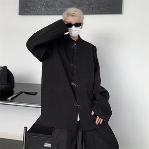 小众设计感西服男士春秋季风立领垫肩小西装X505-P75图片