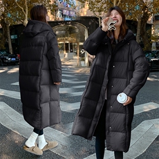 粉色超好看羽绒服女冬季加厚2025新款中长款显瘦时尚白鸭绒面包服，女装羽绒服，韩蜜菓