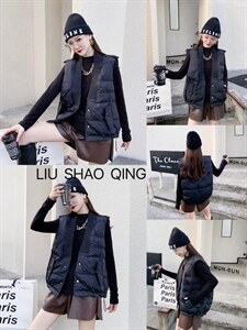 和尚领羽绒马甲,女装马甲,柳梢青