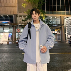 港风二开拼接上衣夹克宽松落肩立领冲锋衣外套JK861P65，男装夹克，星座1204-3