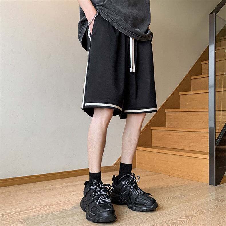 夏季新款冰丝垂感短裤港风休闲裤男免烫宽松凉感K23203-P39控58,男装牛仔裤,星座717