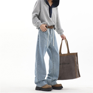 主推现货（S-4XL）秋冬纯棉宽松直筒牛仔长裤男A080-8216-P55控78图片