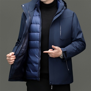 2025秋季新款主推3色三防冲锋衣羽绒棉服内胆三合一可脱卸内胆帽图片