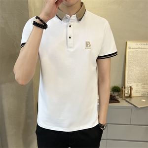 2023夏季店主风修身韩版休闲百搭POLO衫刺绣短袖T恤男T2302-P45图片