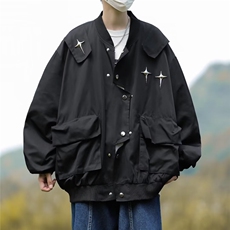 日系新款潮牌工装夹克春秋宽松潮流连帽冲锋衣休闲外套上衣，男装夹克，星座716-4