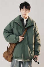 A436-W957-P195控248港风宽松立领80%白鸭绒外套情侣款羽绒服潮，男装羽绒服，电商A436