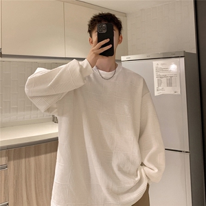 2026港风休闲大码M-5XL立体纯色方格花纹面料卫衣WY77050P38控58图片