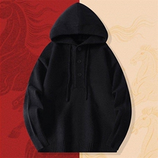 25753-P60新年战袍情侣装秋冬连帽毛衣红色本命马年衣服拜年服，男装针织衫/毛衣，电商D310B