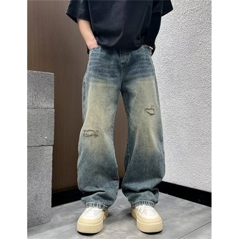 港风潮男春秋字母牛仔裤嘻哈ins潮高街潮流痞帅长裤NKB824,男装牛仔裤,星座1116A（原606A-3）