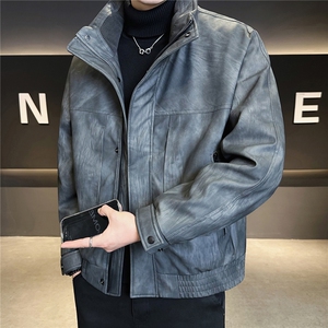 2553-P268-M-3XL标90绒店主立领休闲渲染皮质机车高品质羽绒服图片
