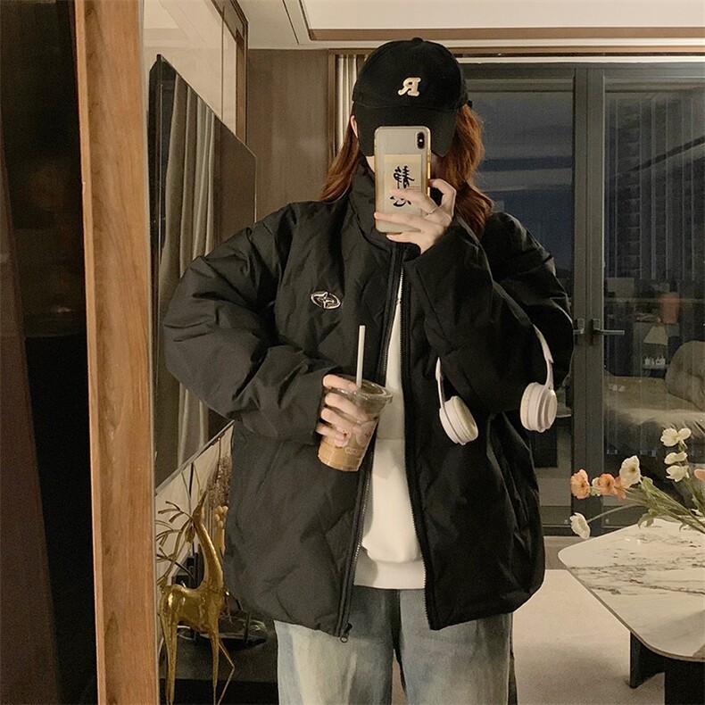 C920-P130压褶菱格羽绒棉服冬季oversize宽松保暖情侣棉衣外套,男装棉衣,星座911-2(原星座613-2）