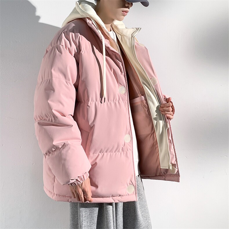 冬季青少年连帽假两件外套加绒加厚休闲简约棉衣棉服5303-P85,男装棉衣,电商B306
