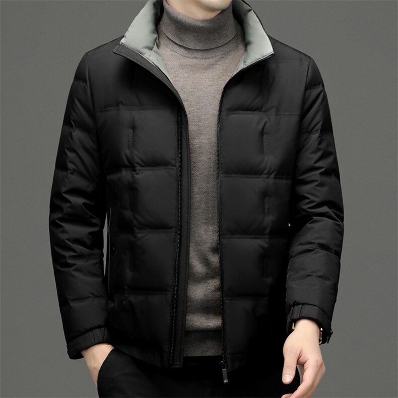 羽绒服男冬季新款厚款立领宽松上衣中年爸爸装休闲男士保暖外套,男装羽绒服,电商B212（原钱塘6029）