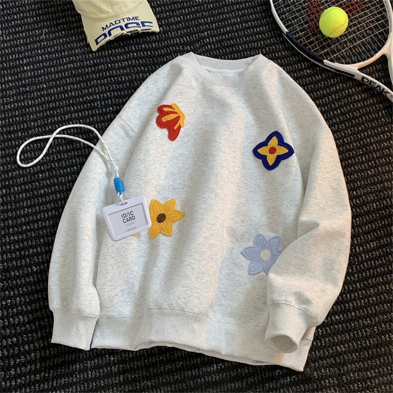 华棉花卉刺绣圆领卫衣M-5XL  特P50图片