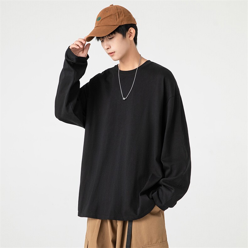 纯棉长袖T恤打底衫18色现货落肩版型A158-T88889-P16特价,男装T恤,电商A158