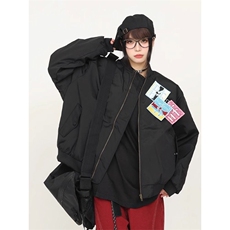 港风复古魔术贴飞行员夹克男女春秋季宽松情侣棒球服外套ins潮流，男装夹克，星座1210-1