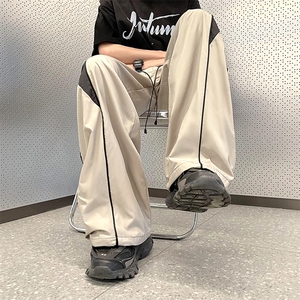 阔腿裤男韩版潮流拼色高街帅气拖地2023秋夏新款ins长裤K3855-P37图片