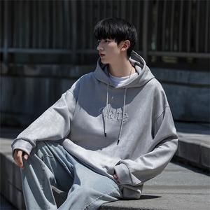 M-6XL 380克大码 秋季新款连帽麂皮绒刺绣套头卫109-W02042-P58图片