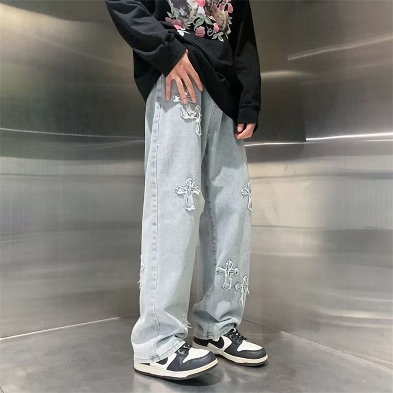 牛仔裤男秋季潮大码休闲裤子高街N7039P43,男装牛仔裤,星座1116-2