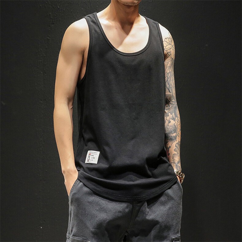 简约纯色运动无袖背心男宽松街头风百搭薄款T恤上衣B764-特价P18，男装背心/马甲，电商A007