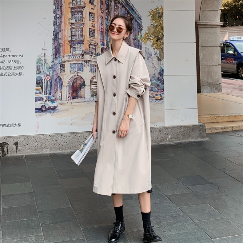 现货271-9720-P135新款过膝风衣外套控178，女装风衣，浙宝271