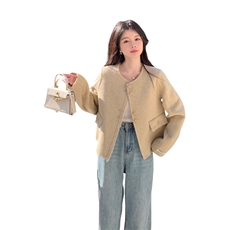 新品粉色超好看小个子双面羊毛大衣女外套A509P195K298，女装短外套，2C268