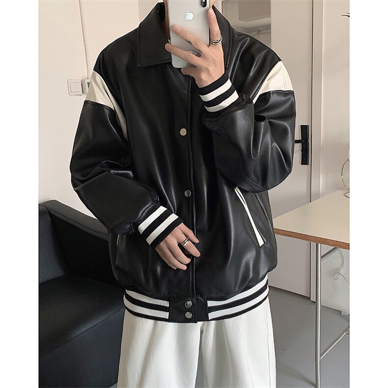 2023/秋装美式复古翻领机车皮衣棒球服夹克外套B289-1-JK05-P120,男装夹克,电商B289-1