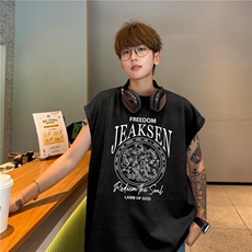 抖音得物高街美式字母潮流印花坎背心肩短袖BXJP272-特批19控38，男装背心/马甲，星座605(原A050)