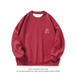 烫花大码330克重磅华棉复合圆领纯色休闲卫衣-W4272-P33【特价】图片