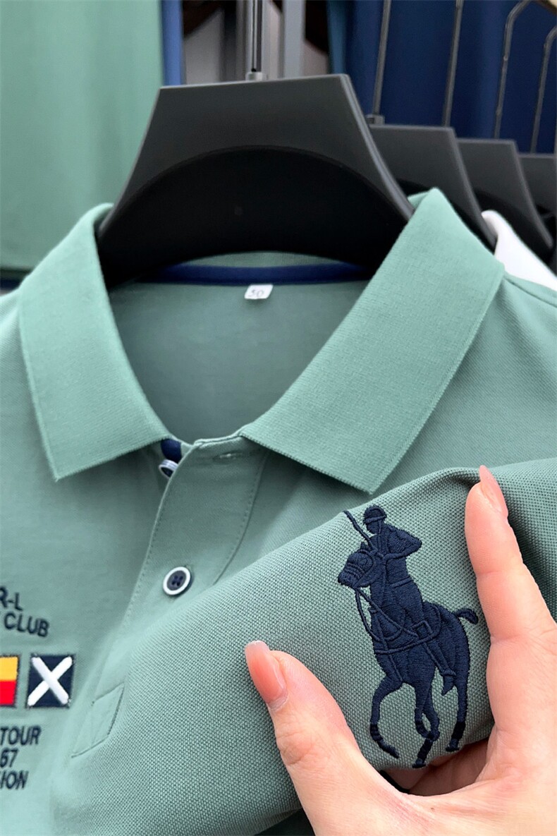 男士短袖T恤保罗polo衫2023夏季新款中年休闲男装半袖翻领体恤衫,男装Polo衫,电商B212（原钱塘6029）
