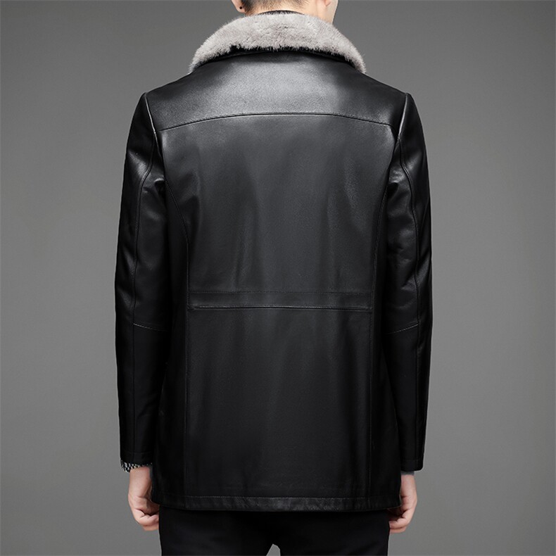 DLSN21066羽绒皮衣男头层绵羊皮可拆卸白鸭绒羽绒服风衣P1700,男装皮衣,电商B360