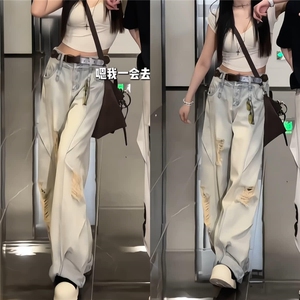 网图现货 水洗破洞牛仔裤美式高街弯刀 RA436-P65图片