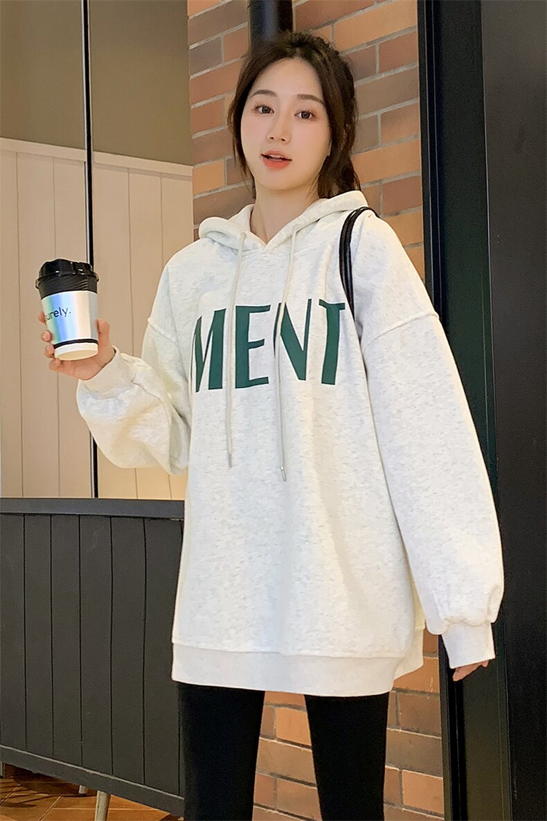 卫衣女秋冬加绒加厚连帽2021年新款小众oversize厚款冬季微胖冬装,女装卫衣/绒衫,梦懿尔