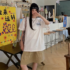 万针全刺绣解构设计260克重磅双纱纯棉高品质美式高街短袖T恤特35，男装T恤，电商A486-1