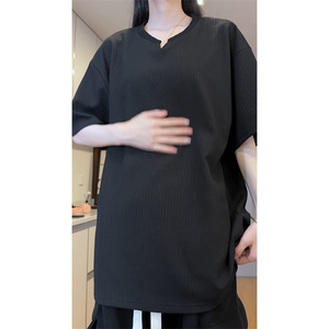 wassup happy条纹短袖t恤男士夏季薄款宽松上衣服潮流休闲五分袖图片