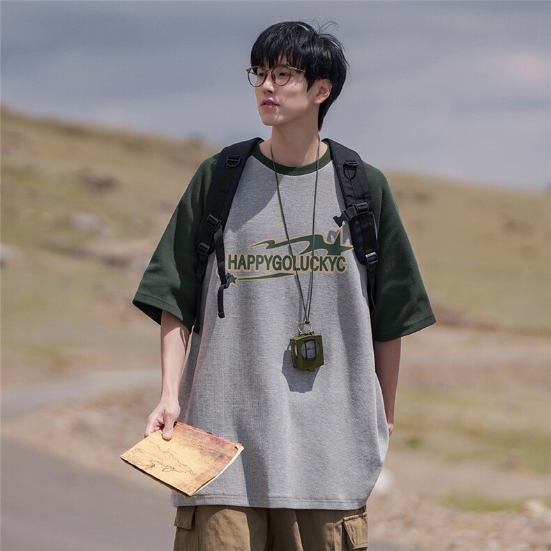 港风23新款夏季时尚百搭圆领卡通印花宽松短袖T恤DT6370P40控58,男装T恤,电商A268A
