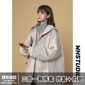 TH810801/P105大口袋防风防水冲锋衣大码三合一外套夹克女上衣图片