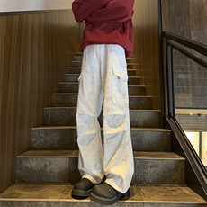 B221美式ins高街暗黑印花宽松工装牛仔裤LK24390-特P46控78，男装休闲裤，电商B221
