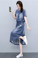 2022年夏季时尚两件套裙刺绣图案时尚潮流，女装套装/套裙，艾尚靓装