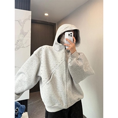 抖音得物高品质二开26春装美式高街铆钉拼接纯色开衫卫衣外套W122，女装短外套，电商A486